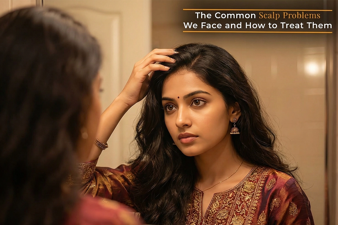 Common scalp problems treated at a hair clinic in Hyderabad including dandruff, itching, and hair fall with expert solutions that improve scalp health and support stronger hair growth