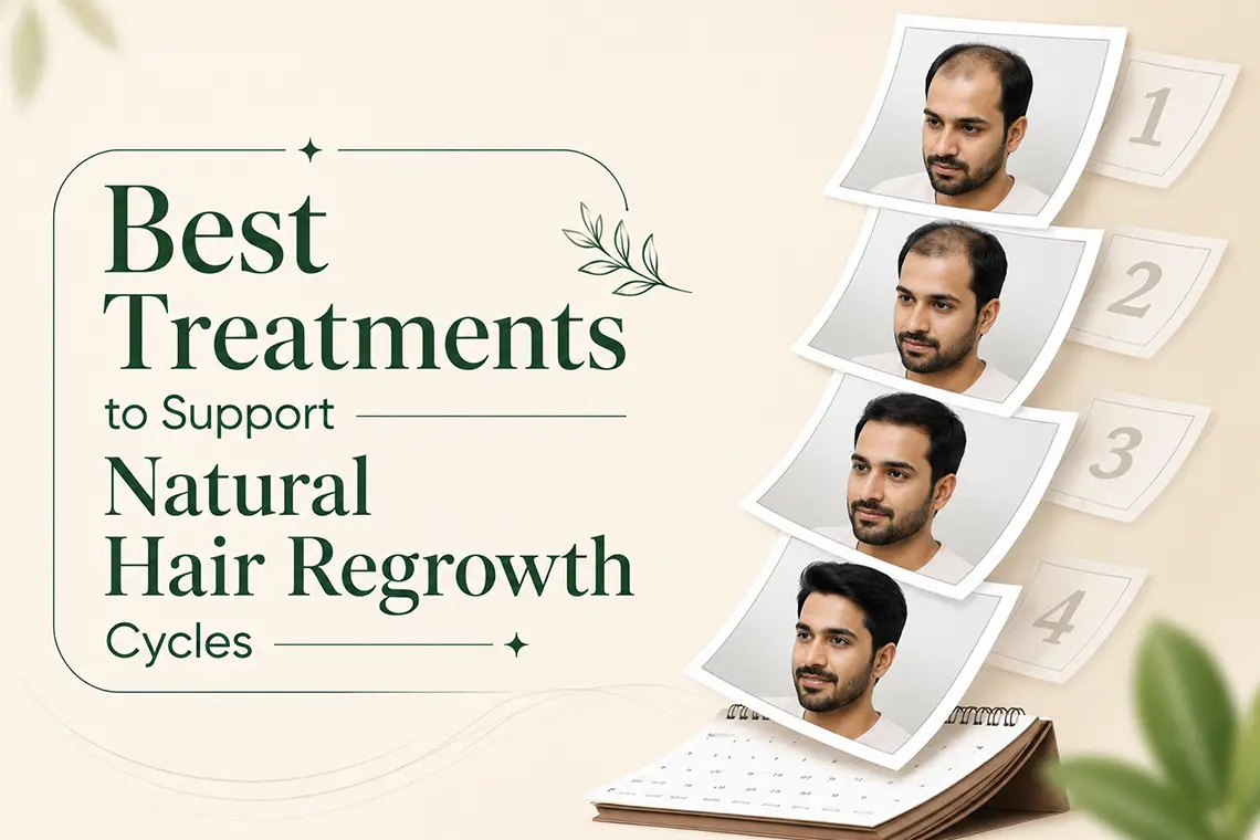 Dermatologist examining a patient's scalp while discussing advanced hair regrowth treatments designed to support healthy follicles and promote natural hair growth cycles.