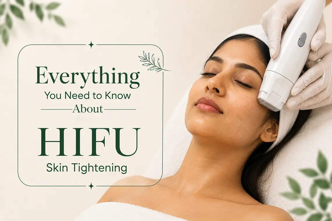 HIFU skin tightening treatment being performed on a patient's face to improve skin firmness, reduce sagging, and support a youthful, rejuvenated appearance.